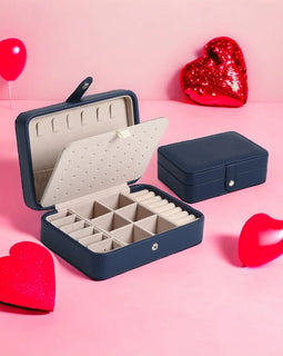 Leather Portable Jewelry Box Double-layer